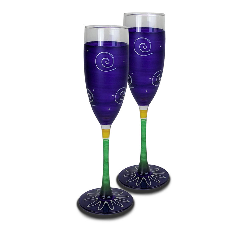 Flûte à champagne Péruvienne Splendor Turquoise 8,5 oz, Mauve