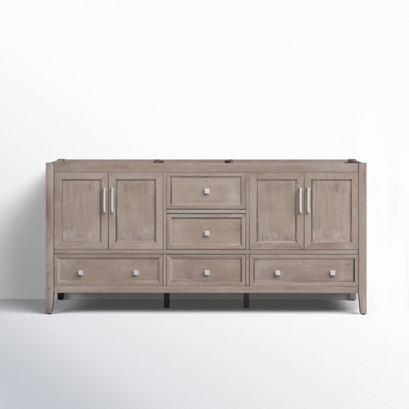 Everette 72'' W Double Bathroom Vanity Base, Gray Oak