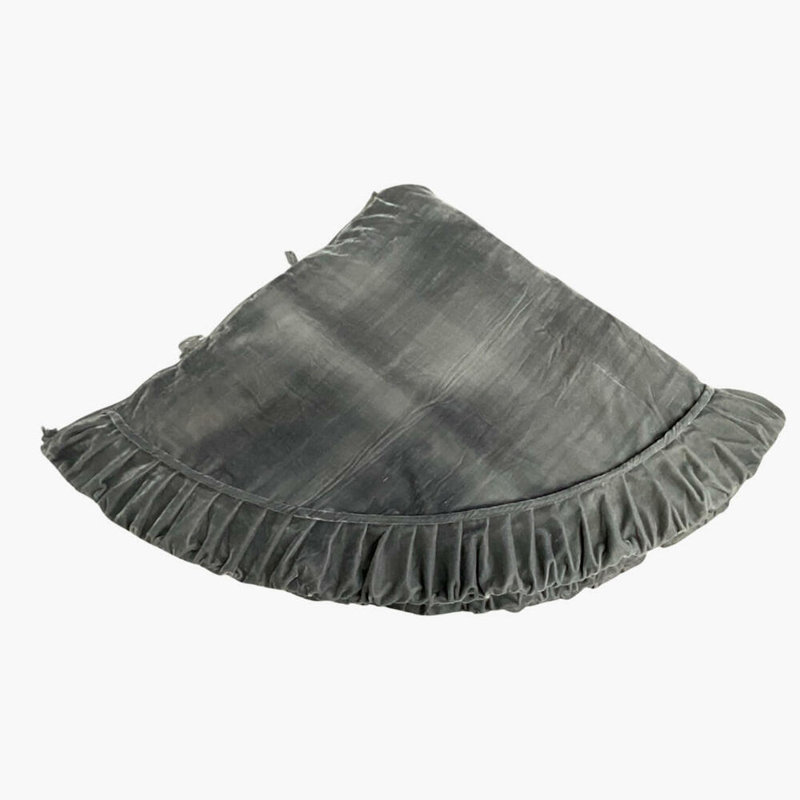 Vickerman Plush Black Velvet Christmas Tree Skirt, Silver, 1" H x 72" W