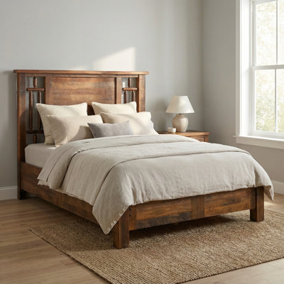 Fireside Lodge Appalachian Windowpane Bed with Rail System - King