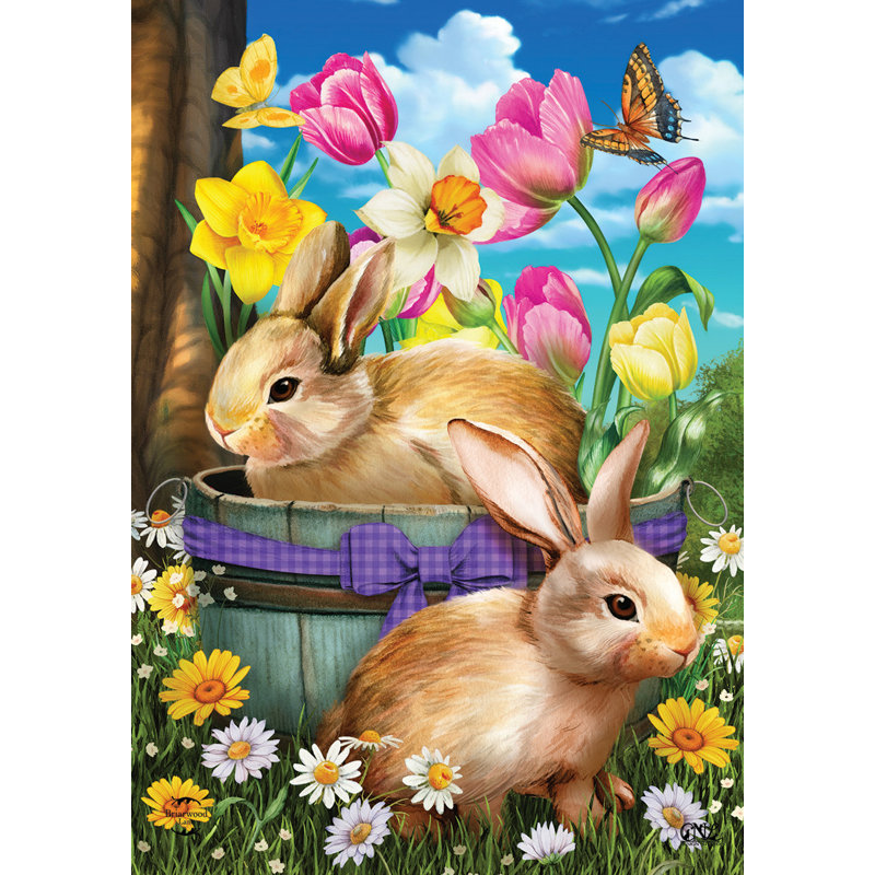Drapeau de jardin Spring Bunny Basket