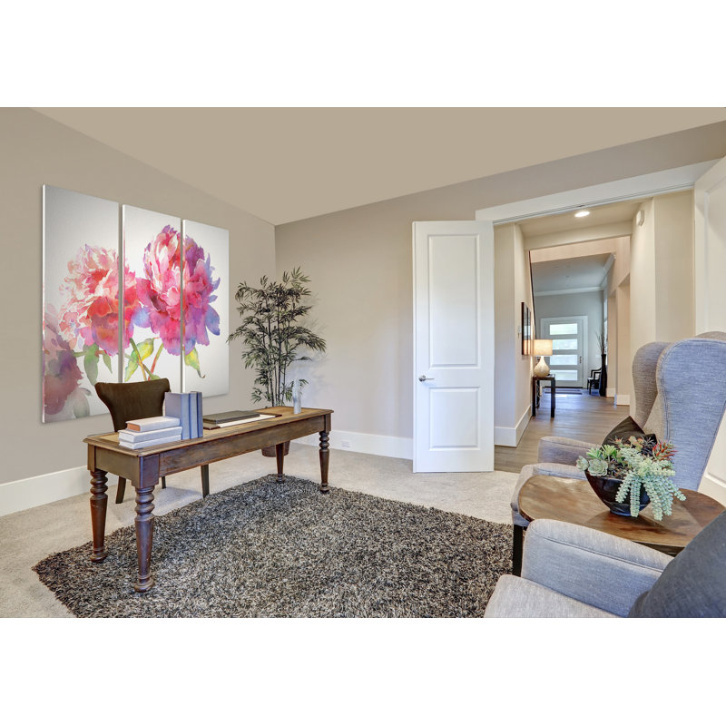 « prix pivoines ii », image multi-pièces sur toile tendue, H 24 po x l 36 po x P 1,5 po