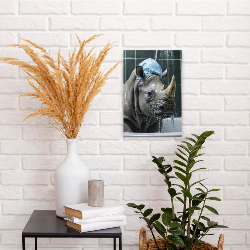 Art mural contemporain de la faune avec bonnet de douche, H 18 po x l 12 po