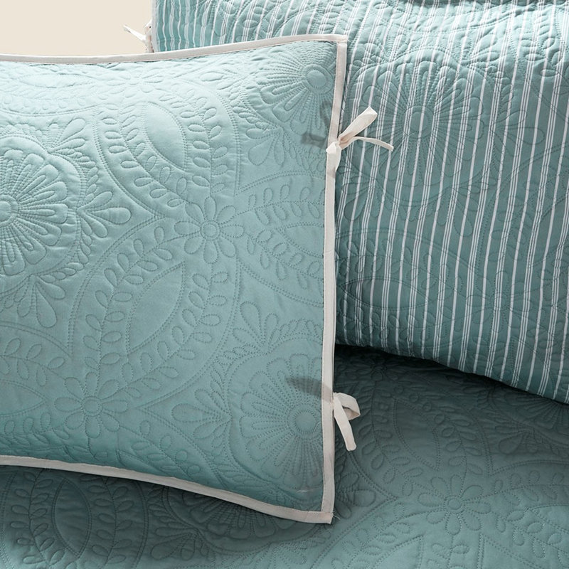 Housse de lit de jour réversible, médaillon bleu, 6 places, simple, avec housse, avec chute de 15 pouces, 3 taies décoratives, coussin décoratif médaillon réversible