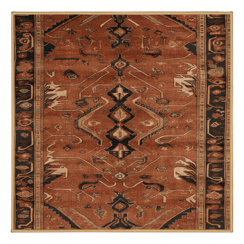 Tapis brun lavable à la machine, Carré 3 pi