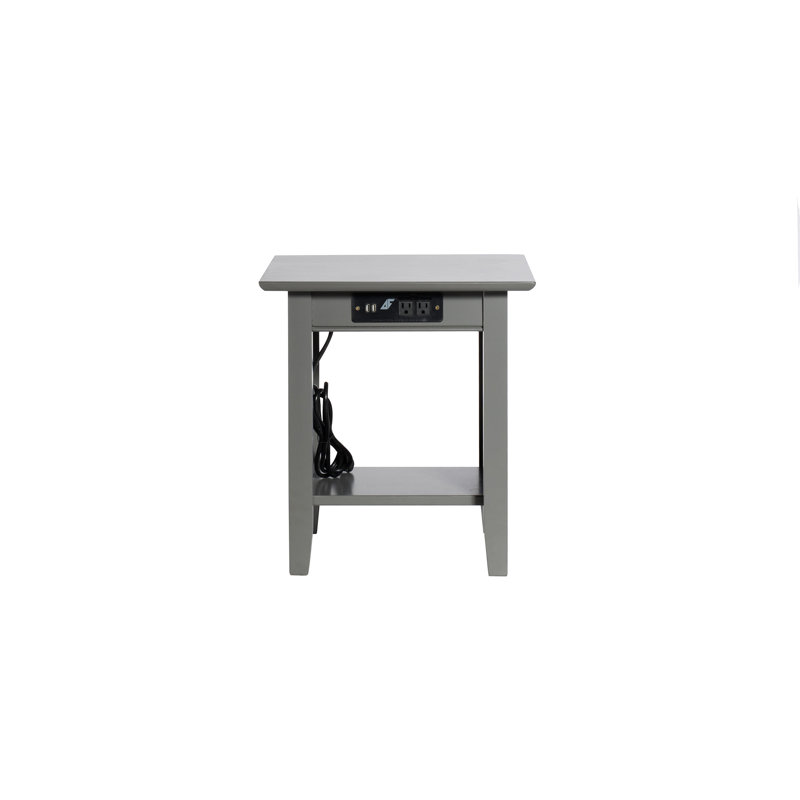 Glenni Solid Wood End Table and Built-In Outlets