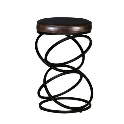 Traun Upholstered Genuine Leather Counter Stool