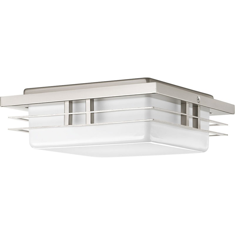 Brushed Nickel 11" LED Flush Mount Light with Glass Shade