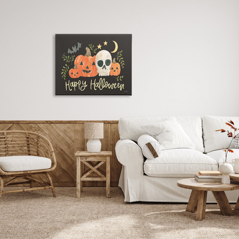 «Whimsical Happy Halloween», art mural sur toile par Jenaya Jackson, H 30 po x l 40 po