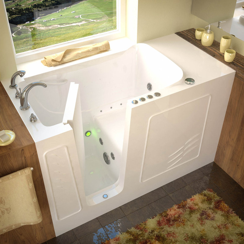 Tucson 60'' x 30'' Fiberglass Bathtub with Faucet, Left, White