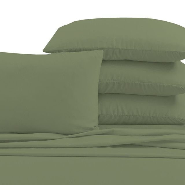 Hotel Luxurious Bamboo Blend Deep Pockets Breathable Cooling Bed Sheet Set 2000 Series, King Sheet Set + 4 Pillowcases, Sage