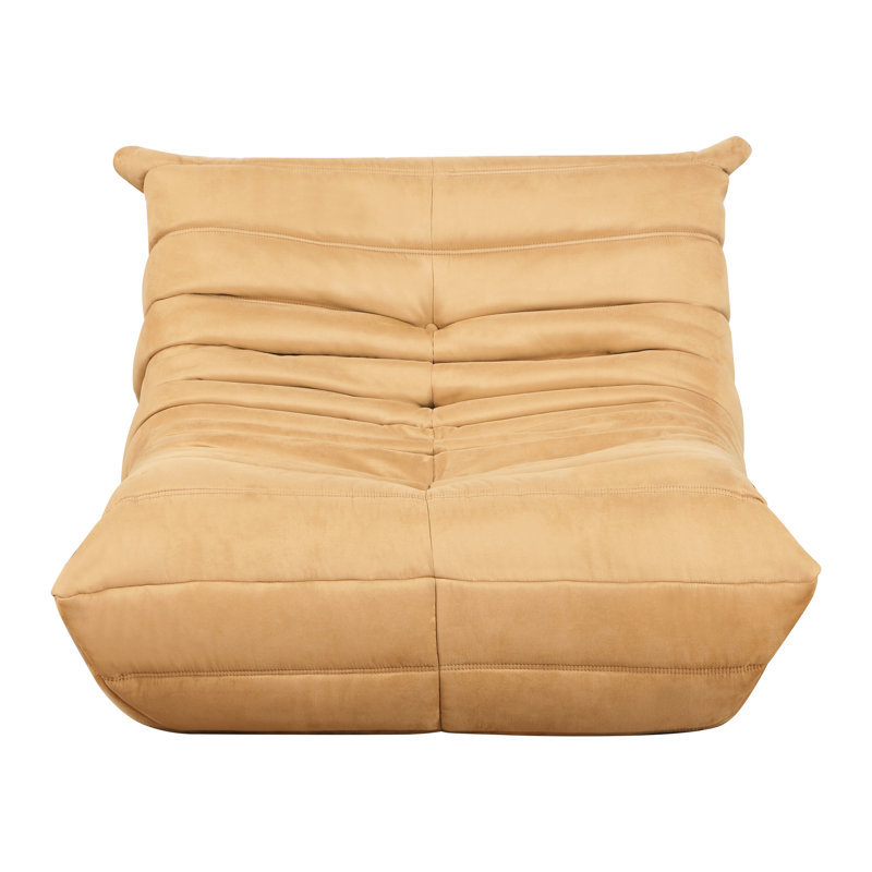 Chaise luxueuse en microfibre jaune, rembourrée de mousse à haute résilience, antidérapante, sans assemblage, profondeur de 33,5 po, assise de plancher de style contemporain pour espace de vie, assise de 24,5 po