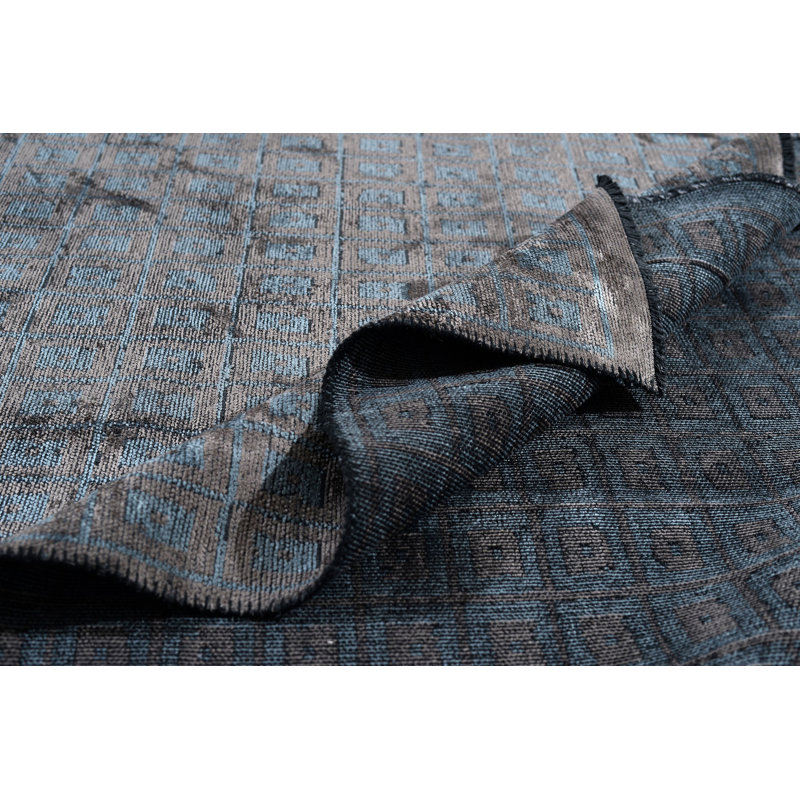 Tapis gris foncé / bleu clair Rapture, Rectangle 7 pi 10 po x 9 pi 10 po