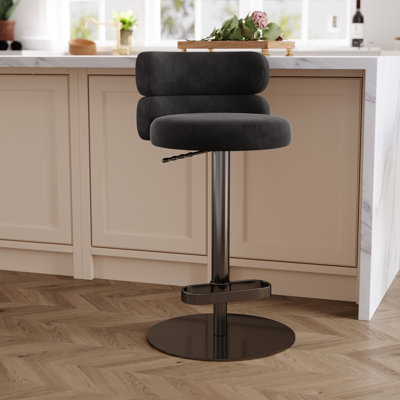 Tabouret de bar et tabouret de bar à hauteur réglable en velours de luxe luxueux d'inspiration italienne LUXMOD (ensemble de 1)