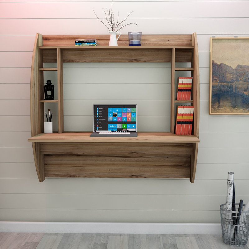 Bureau d'étude moderne avec option de fixation murale, 48,6 po x 47,2 po x 21,7 po | 100% panneau de particules enduit de mélamine, épaisseur: 0,7 pouce | Nombreuses tablettes de rangement | Design élégant pour les bureaux à domicile et les espaces 