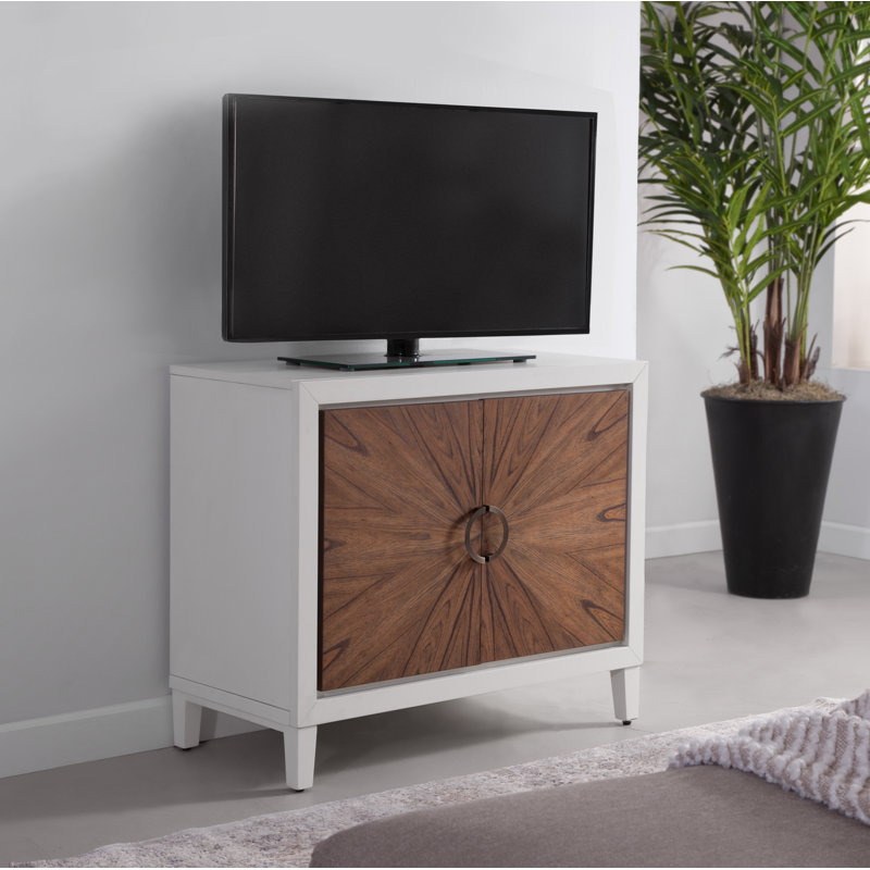 Commode d'appoint en bois 2 portes Deerfin, Blanc / brun