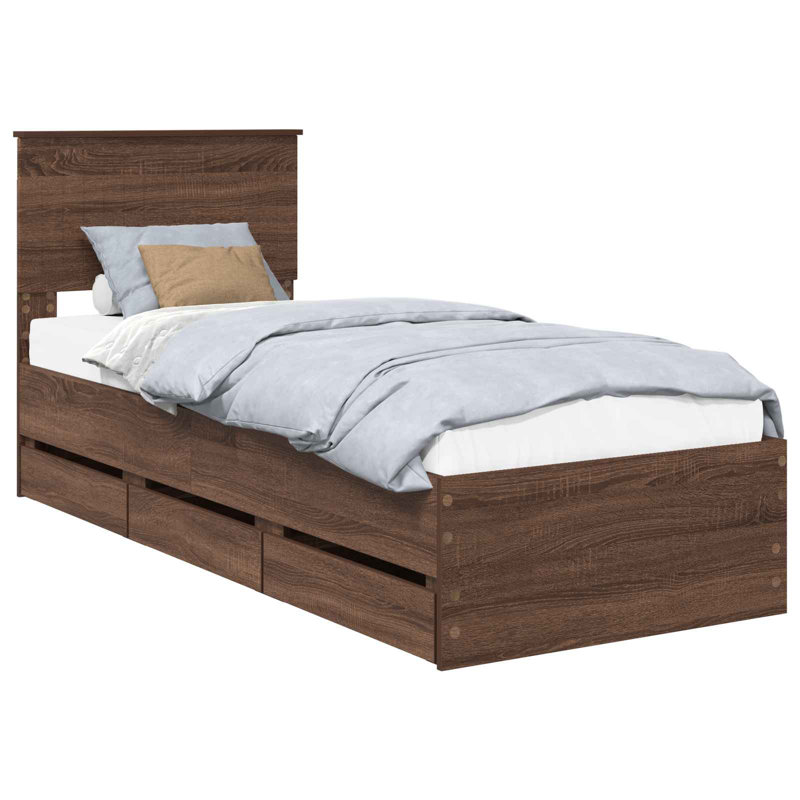 Bed, Brown Oak, Small Single (2'6)