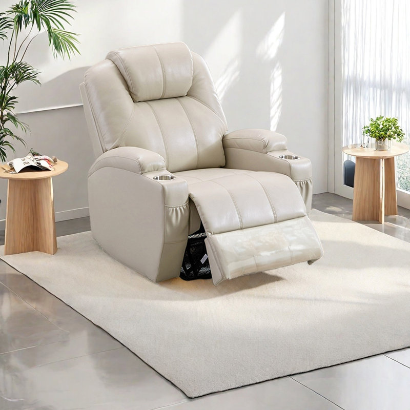 Fauteuil inclinable ergonomique en similicuir respirant, Beige gris