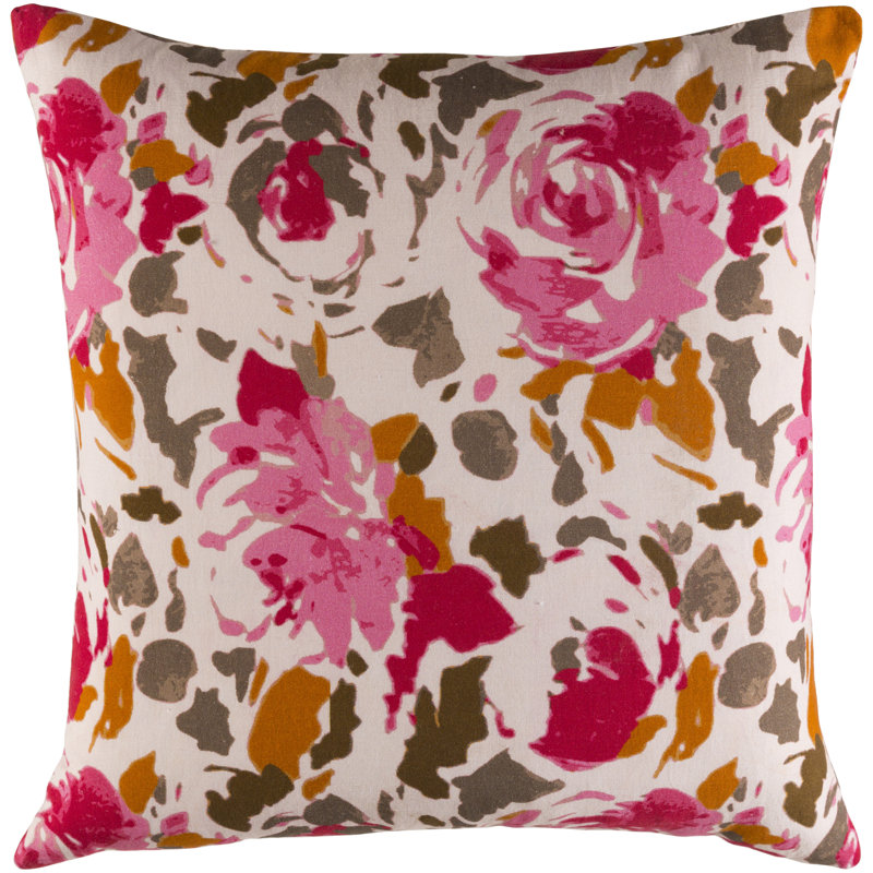 Coussin Kalena, Rouge / rose, 20 po x 20 po, Mélange de duvet