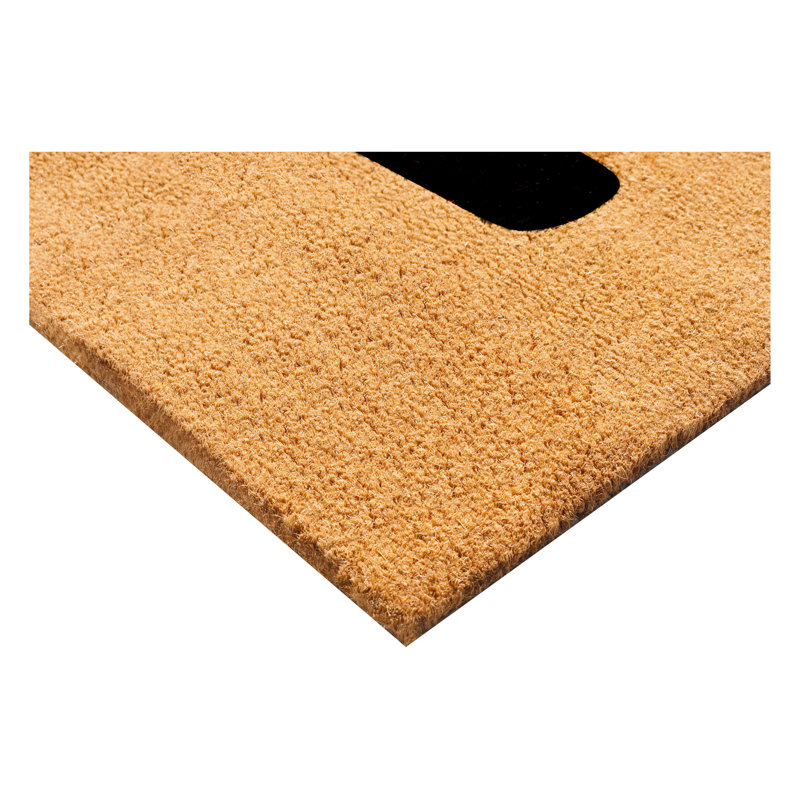 Carlaysia Non-Slip Outdoor Doormat, Rectangle 1'5" x 2'5", Tan/Black