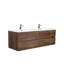 Abrem 60 po L x 19 po P 4 tiroirs Meuble-lavabo mural avec évier double et Comptoir en Polymarbre blanc