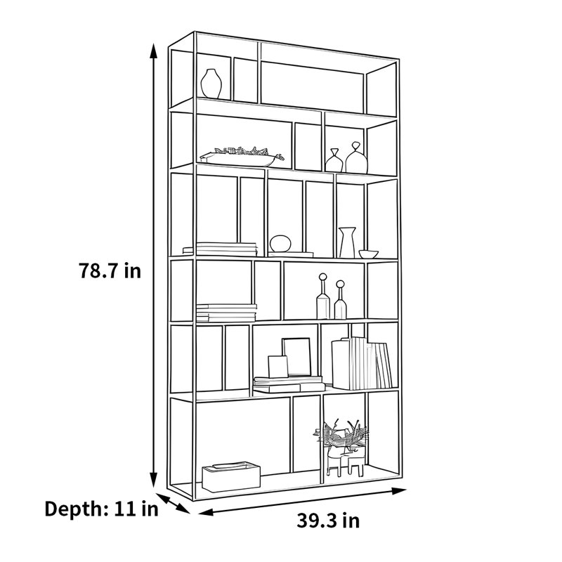 Une bibliothèque avec une créativité esthétique simple, Beige, H 78,7 po x l 39,3 po x P 11 po