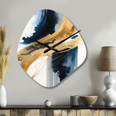 Stylish Spiral Abstract III - Abstract Spirals Asymmetrical Metal Clock, Modern Irregular Shape Wall Clock Print