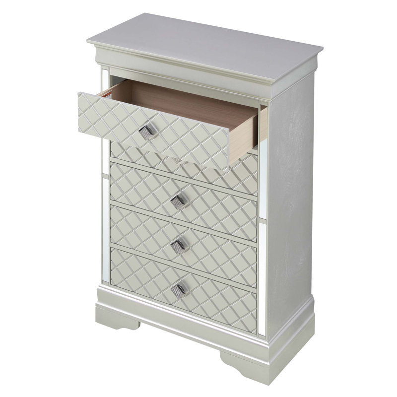 31'' W 5 - Drawer Dresser, Silver Champagne