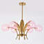 Lustre moderne blanc en verre blanc avec décoration de feuille en laiton-737428898