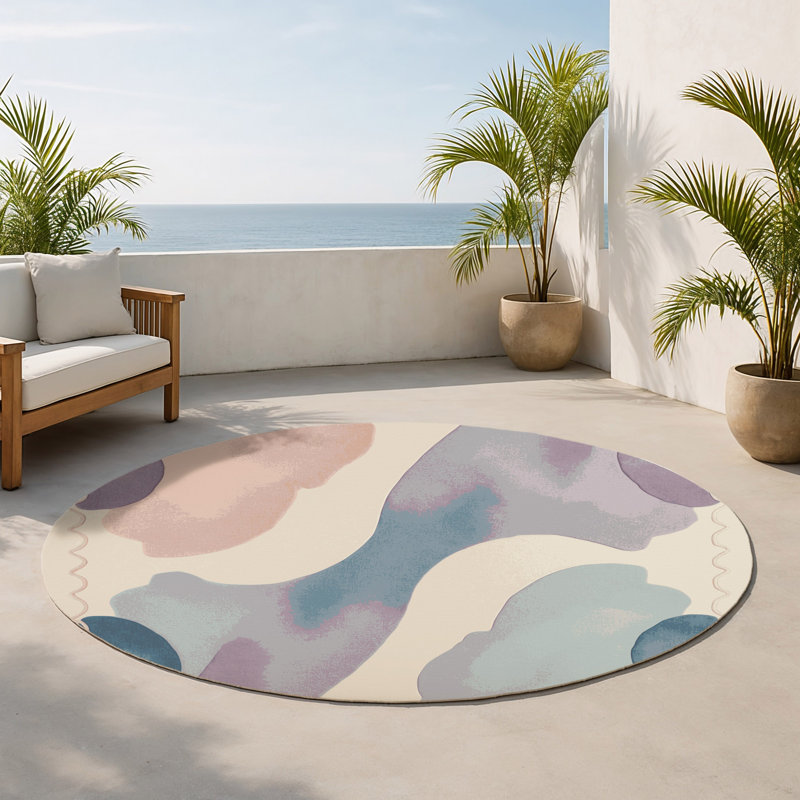Tapis intérieur et extérieur Oceanic Whirl, Rond 5 pi