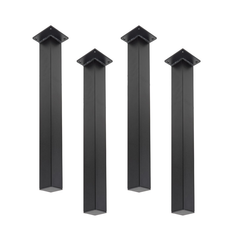 Yar Modern Black Steel Table Legs, 12" H x 2" W x 2" D