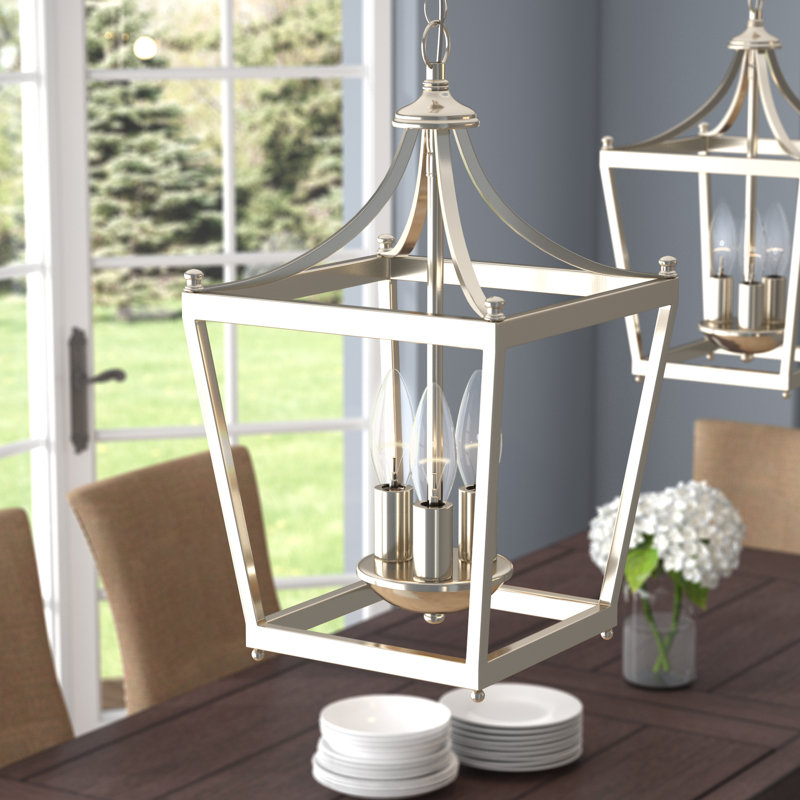 Luminaire suspendu géométrique à 3 lumières Stanton, Nickel poli