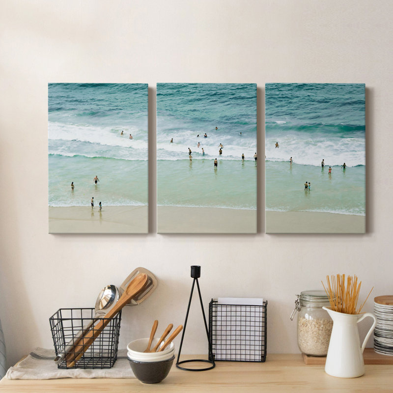 Plage paradisiaque - Toile tendue avec châssis de qualité supérieure - Prêt à être accroché, H 12 po x l 24 po x P 1 po