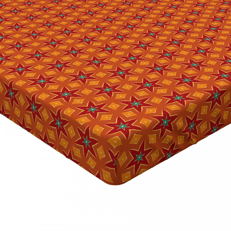 Microfiber Fitted Sheet, Queen Fitted Sheet, Orange/Red, Floral