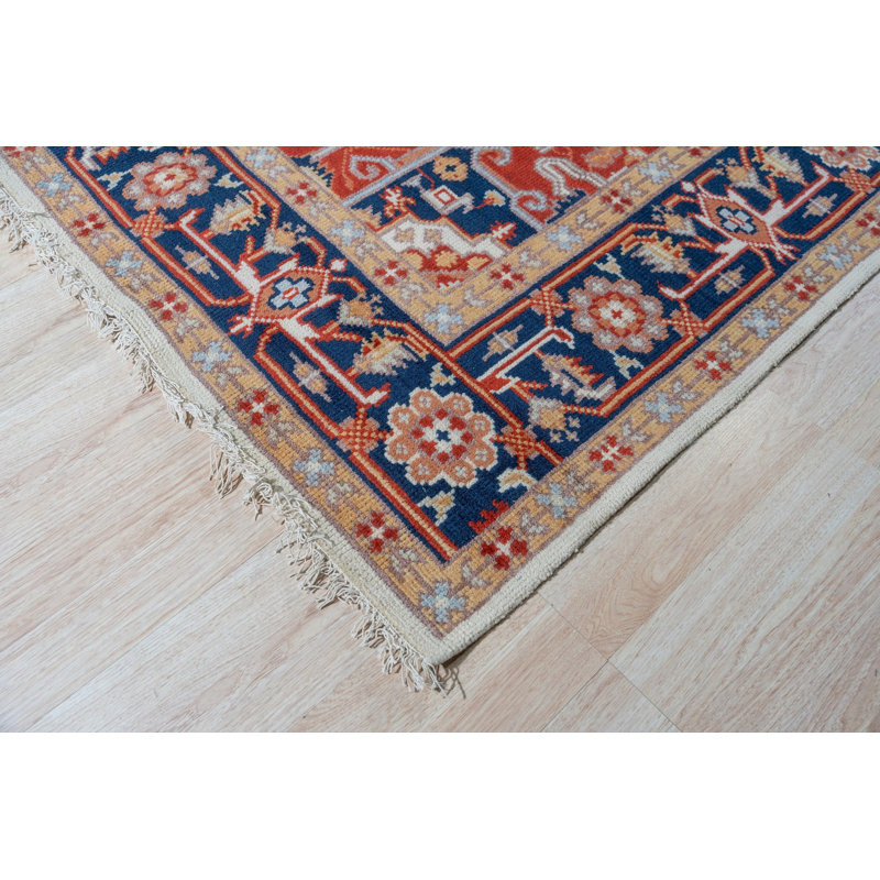 Hand Knotted Wool Geometric Area Rug, 10' x 14'