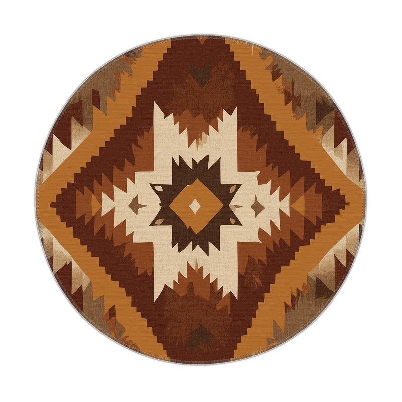 Saguaro Silhouette Indoor And Outdoor Area Rug, Round 5'