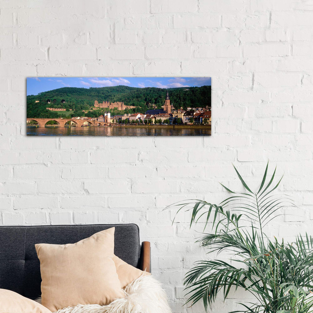 Heidelberg Castle With Altstadt (Old Town) In The Foreground, Baden-Wurttemberg, Germany - No Frame Panoramic Print on Canvas