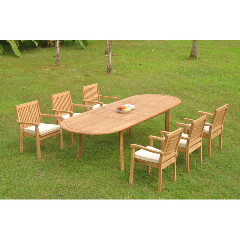Ensemble de salle à manger 11 pièces teck Marcy, H 30,5 po x L 117 po x l 40 po, 6