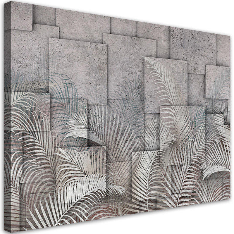 3D Palm Leaves - No Frame Print on Canvas, 70cm H x 100cm W