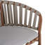 Ensemble de 2 tabourets de bar d'extérieur, structure en teck avec corde beige et coussin beige