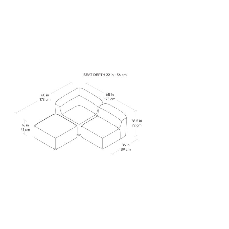 Circuit Modular 3-Pc Sectional, Huron Ivory Performance
