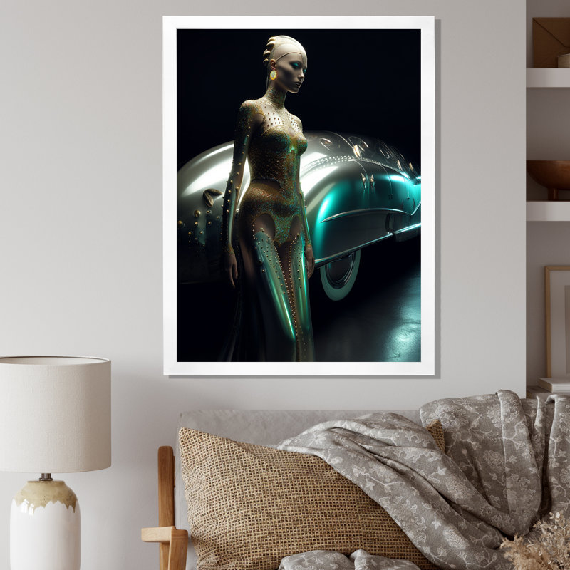 Beauté classique de voiture rétro classique des années 1940, H 44 po x l 34 po x P 1,5 po, Cadre simple blanc