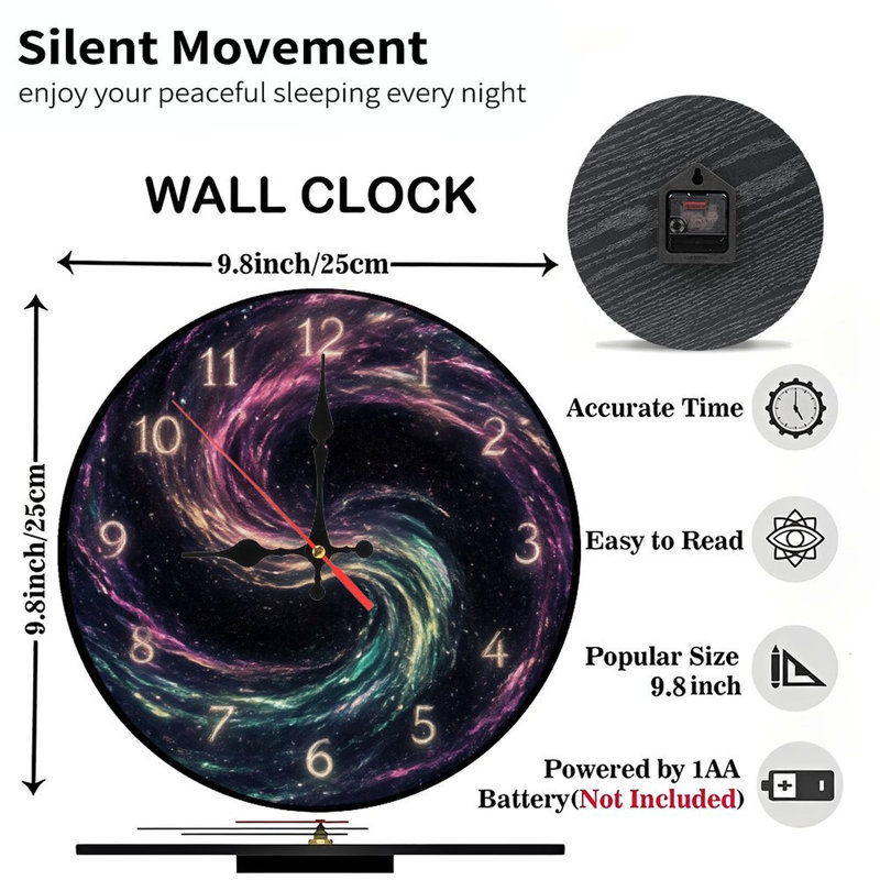 Horloge galaxie avec nébuleuse tourbillonnante