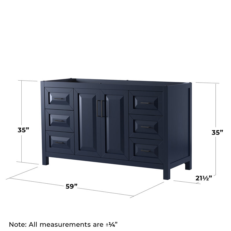 Daria 59'' W Single Bathroom Vanity Base, Dark Blue/Matte Black