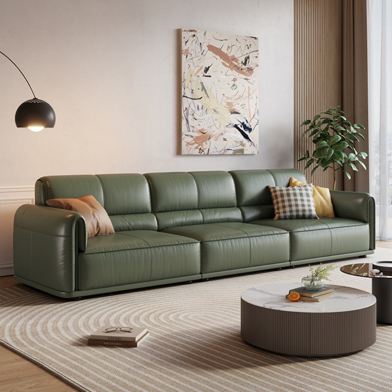 Canapé simple en similicuir rétro, H 30,7 po x l 125,9 po x P 37,4 po, Vert