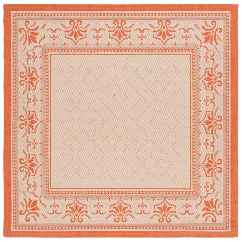 Tapis intérieur / extérieur brun clair / rouge Arneshia, Carré 6 pi 7 po