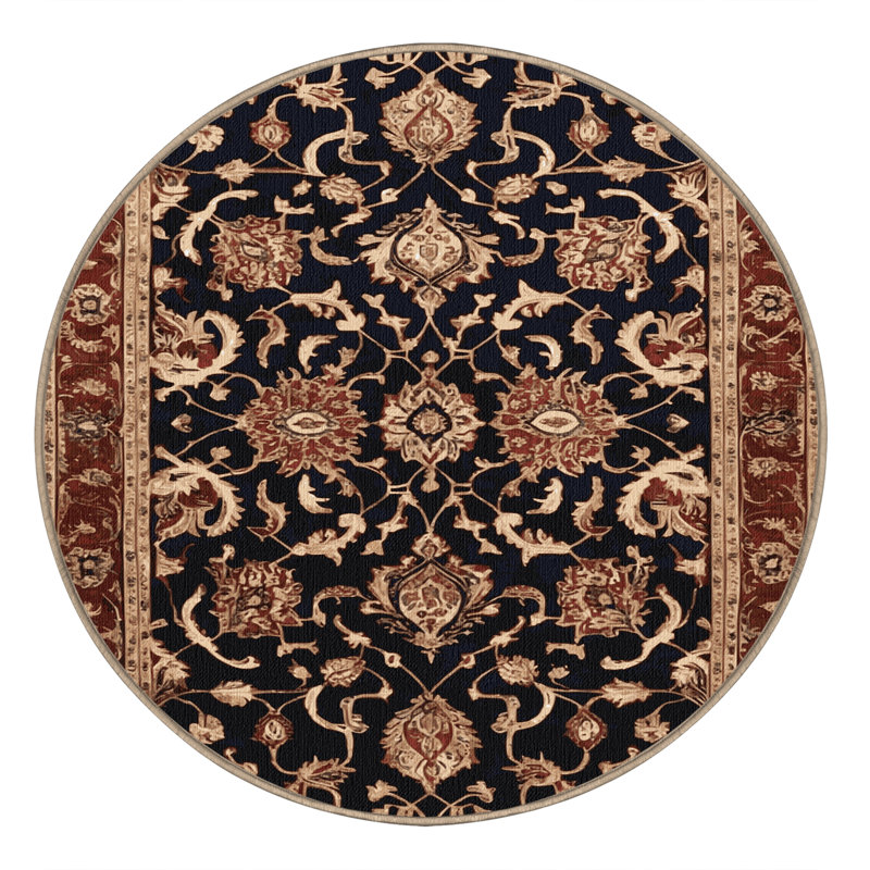 Tapis brun lavable à la machine, Rond 7 pi
