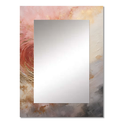 Gold Pink Desert Mirage Vortex Spiral - Abstract Spirals Decorative Mirror, Gold Wall Mirror, Printed Metal Art