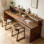 Modern Solid Wood Rectangular Desk with Shelf-2124361019