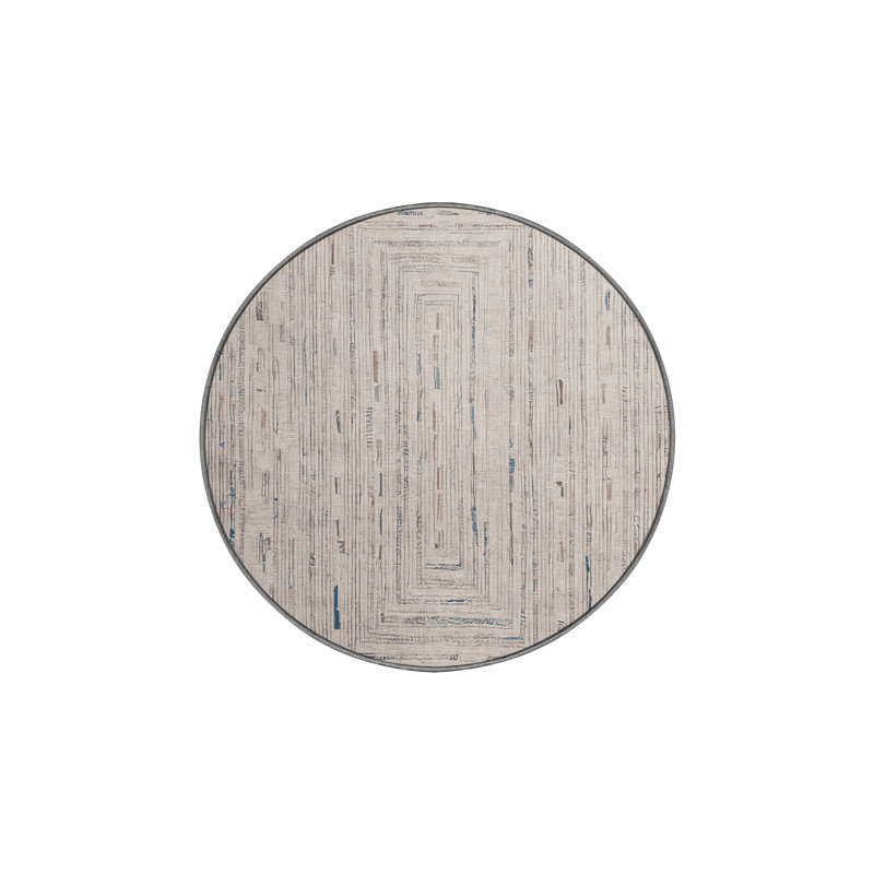 Machine Washable Gray Area Rug, Round 6'